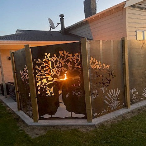 Tree with Toe Toe and Pukeko Metal Art - Set of 2 Balustrades