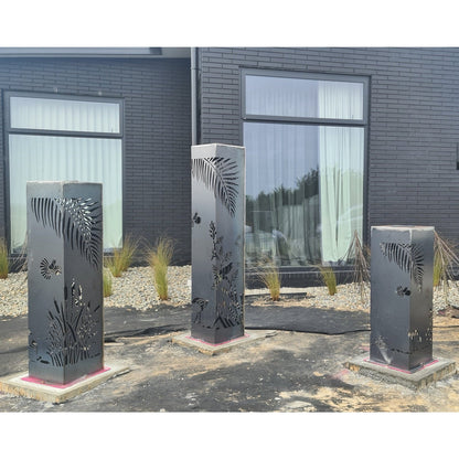 Corten Steel Garden Sculpture (Set of 3)- Harmony of the Wild Light Pillar