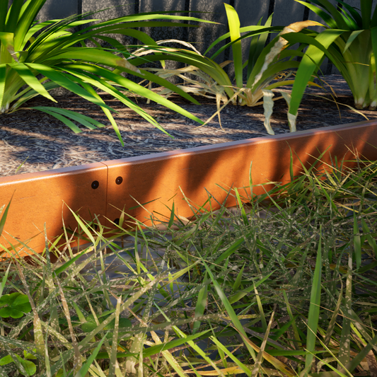 Corten Steel Garden Edging With Folded Top