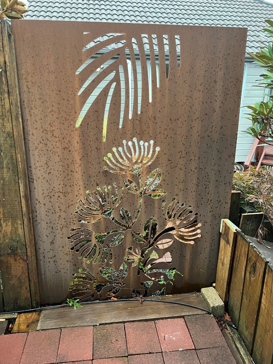 Laser Cut Garden Metal Art - Pohutukawa Panel Set"