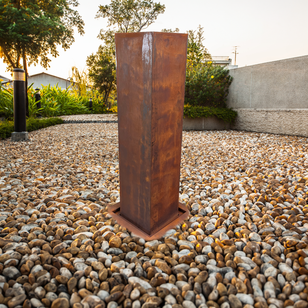 Pillar of Time - Garden Water Fountain Corten Steel