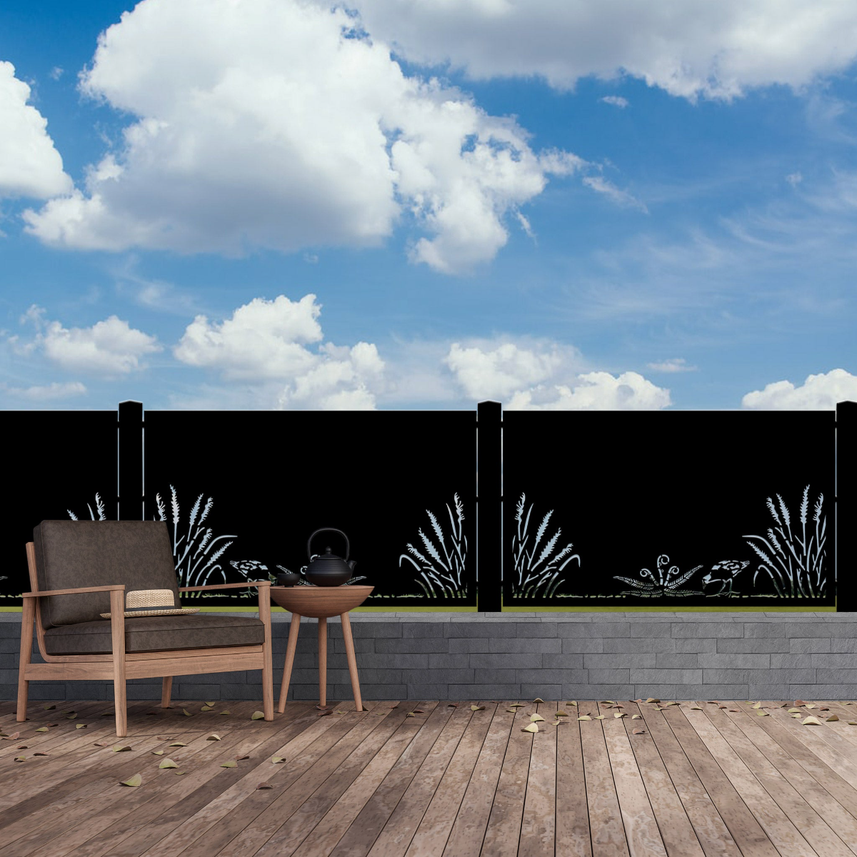 Toe Toe With Pukeko - Kiwi Bush Collection of Balustrades ( 1735 x 1100 mm )