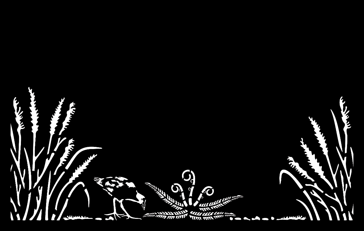 Toe Toe With Pukeko - Kiwi Bush Collection of Balustrades ( 1735 x 1100 mm )