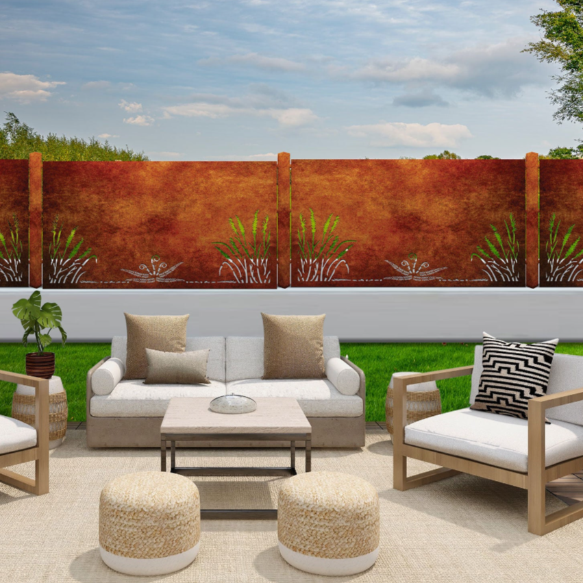 Toe Toe With Koru - Kiwi Bush Canvas Balustrades ( 1735 x 1100 mm )