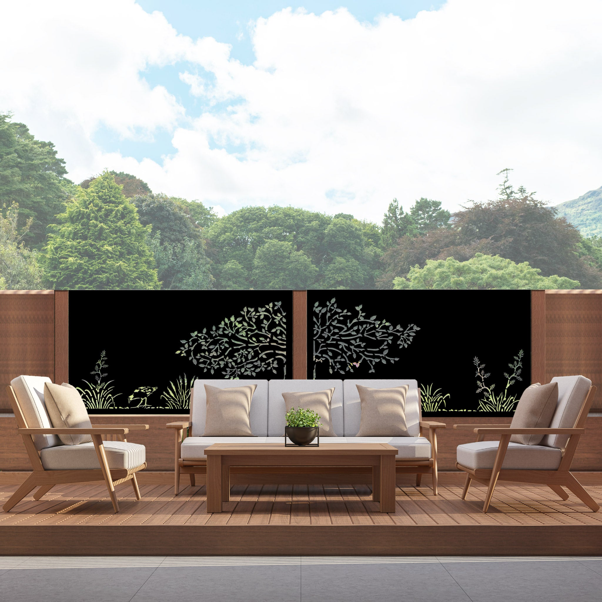 Tree with Toe Toe and Pukeko Metal Art - Set of 2 Balustrades