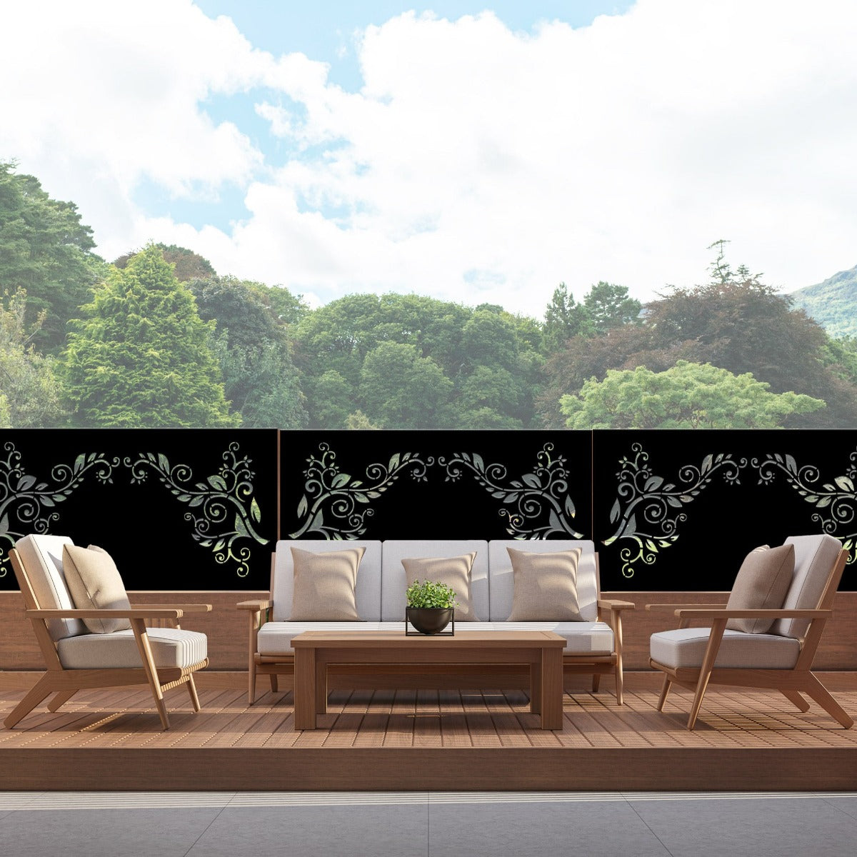 Koru Cascade (Right) - Laser Cut Decorative Balustrade Panel ( 1735 x 1100 mm)