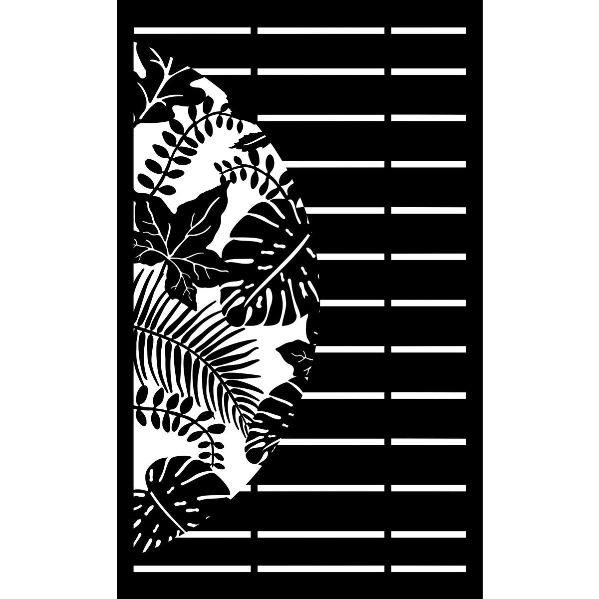 Decorative Laser Cut Fence Panel - Half Leaf with Straight lines