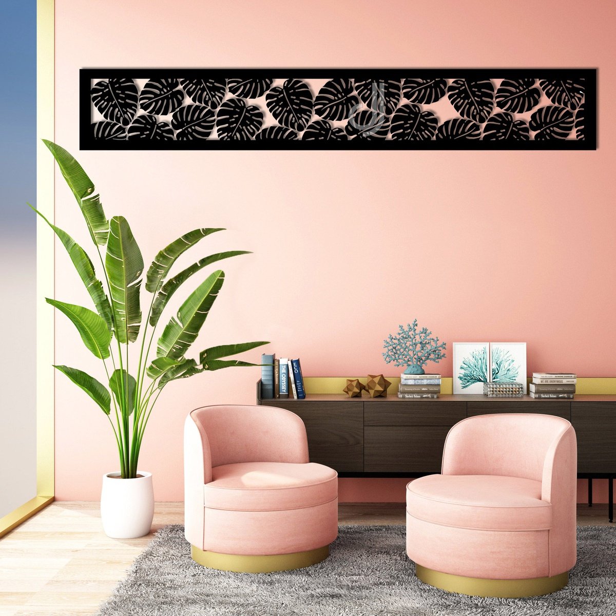 Laser Cut Fence Runner -  Monstera Collage