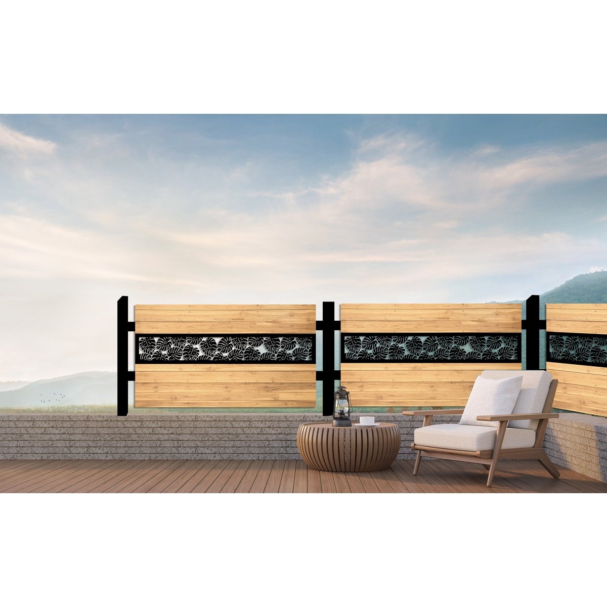 Laser Cut Fence Runner -  Monstera Collage