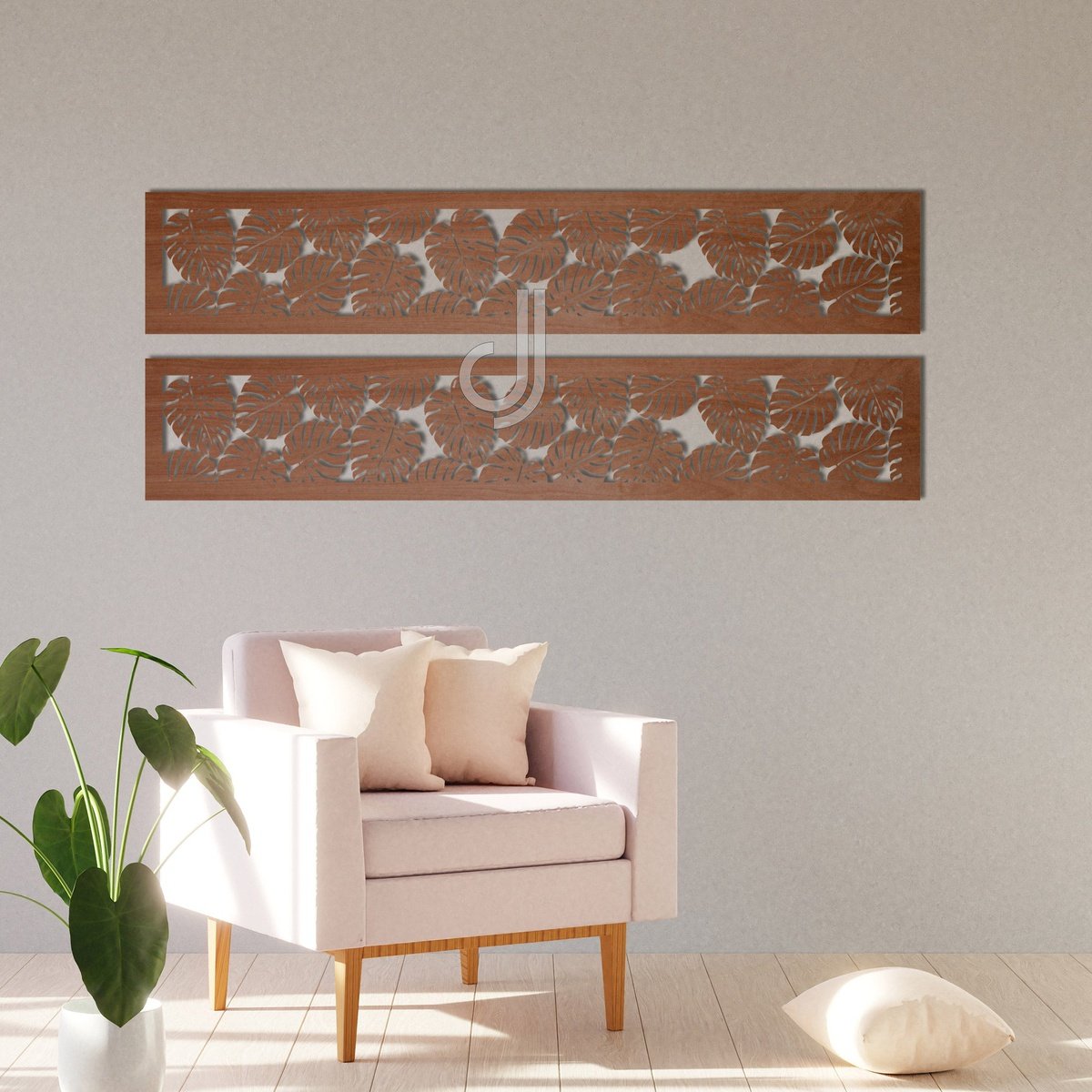 Laser Cut Fence Runner -  Monstera Collage