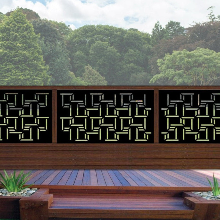 Corten Steel Balustrade & Fence Panel - Random Lines