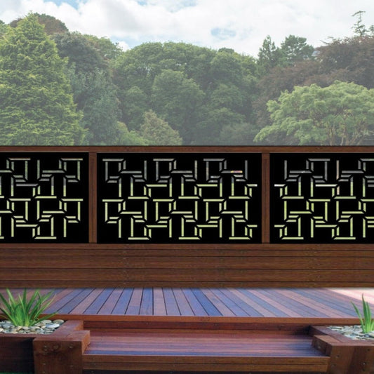 Corten Steel Balustrade & Fence Panel - Random Lines