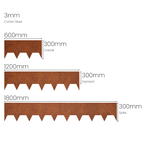 200 mm High. Corten Steel Garden Edging 3.00 mm Thick