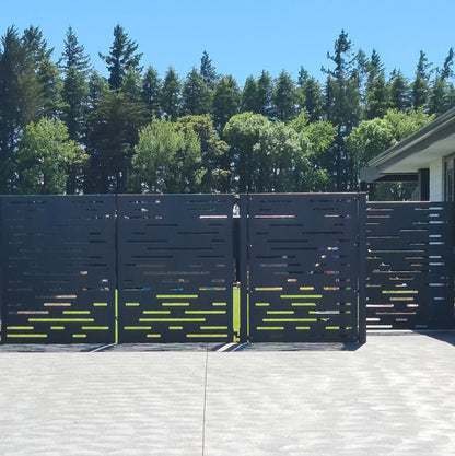 Corten Steel & Aluminium Fence Panel - Horizontal Lines