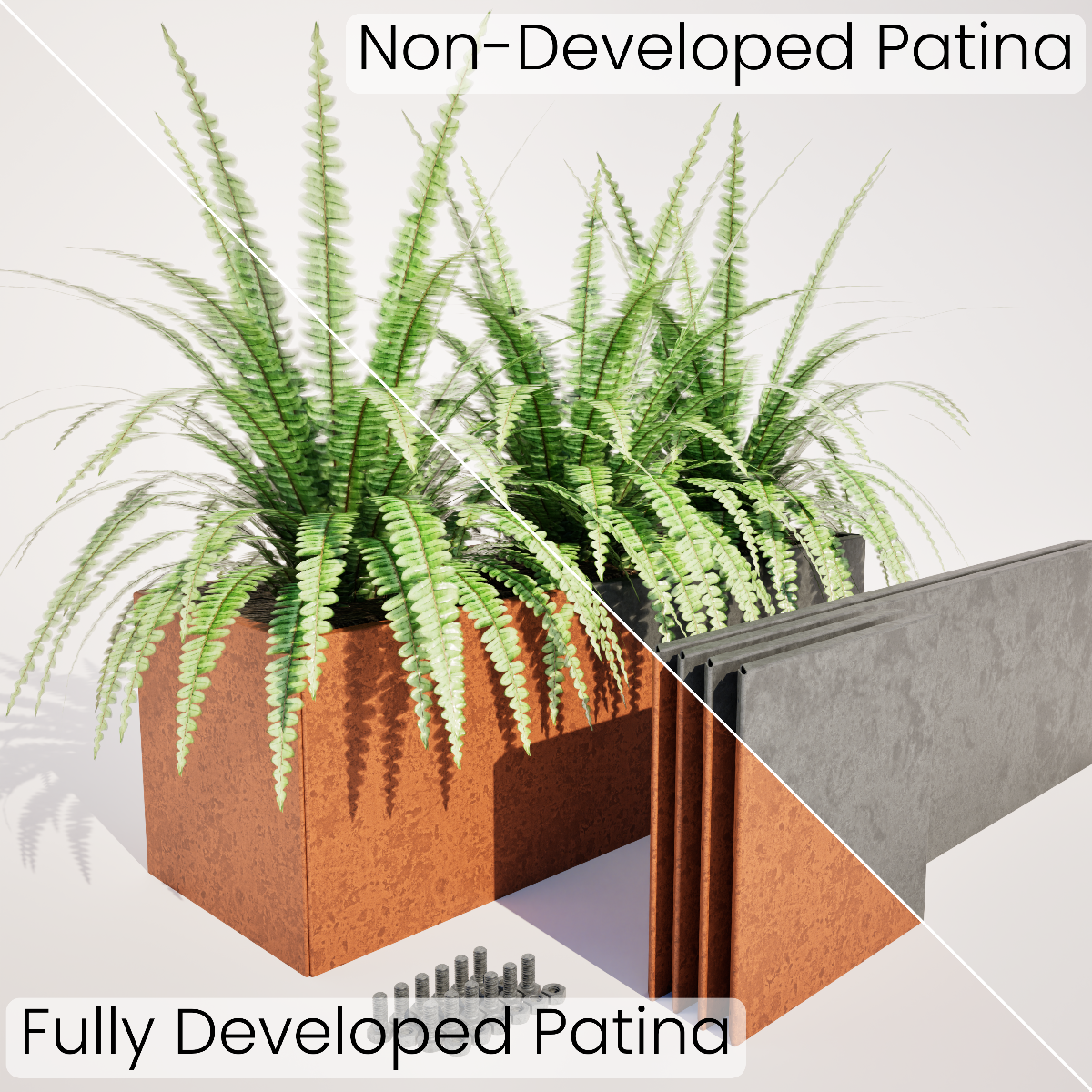 400 mm High Corten Steel Planter Boxes – 600 mm Wide