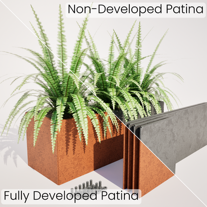 Flatpack Corten Steel Trough Planter 400 mm High - Made in New Zealand