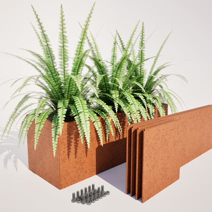 Flatpack Corten Steel Trough Planter 400 mm High - Made in New Zealand