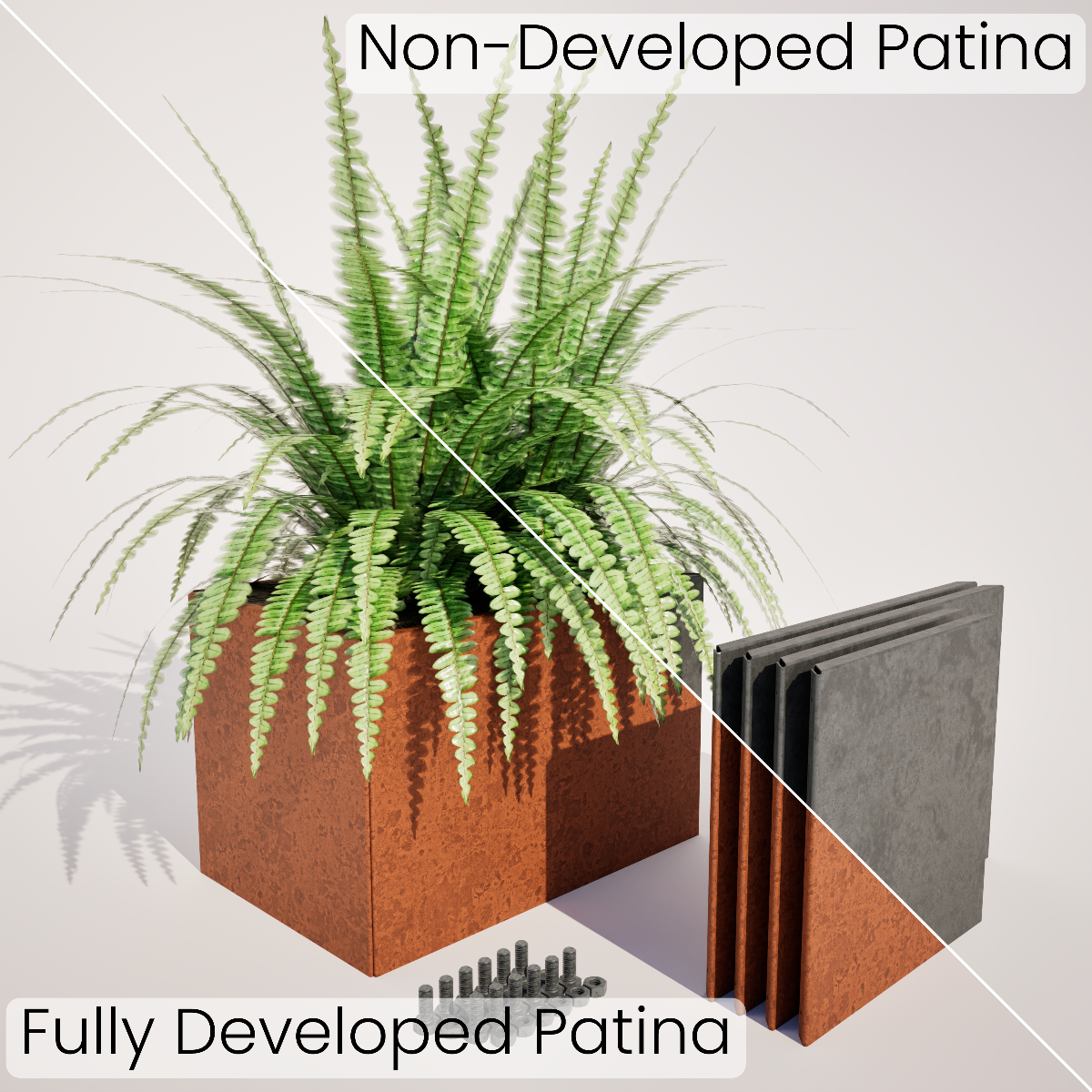 400 mm High Corten Steel Planter Boxes – 600 mm Wide