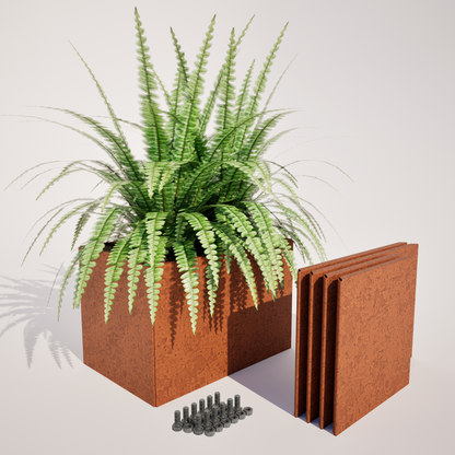 Flatpack Corten Steel Trough Planter 400 mm High - Made in New Zealand