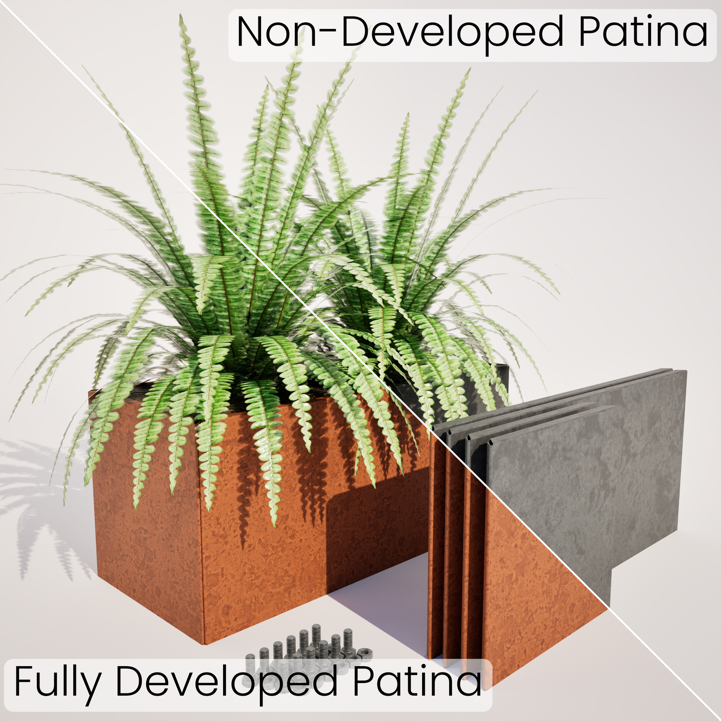 Flatpack Corten Steel Trough Planter 400 mm High - Made in New Zealand