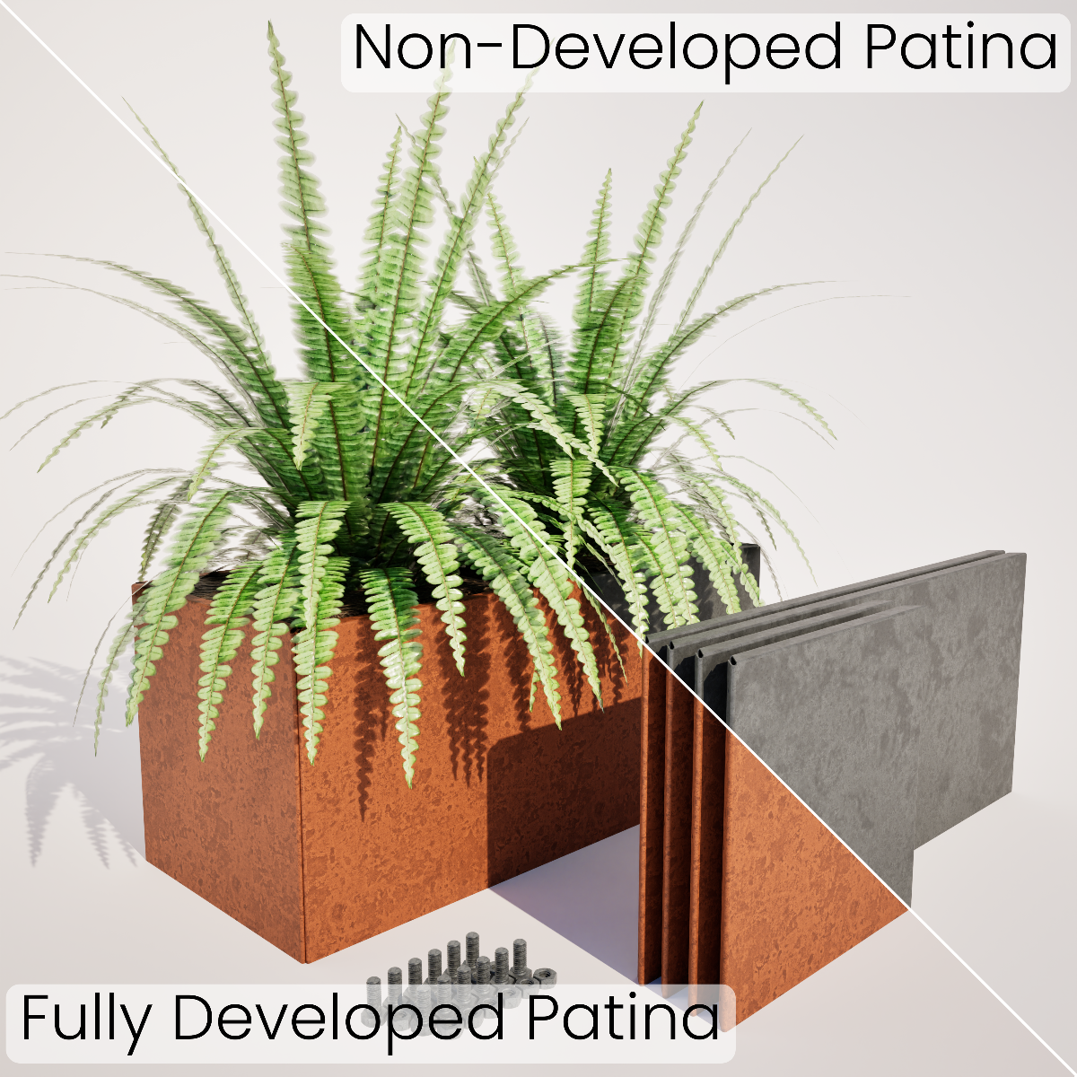 400 mm High Corten Steel Planter Boxes – 600 mm Wide