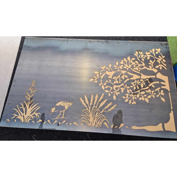 Tree with Toe Toe and Pukeko Metal Art - Corten Steel Panel Set