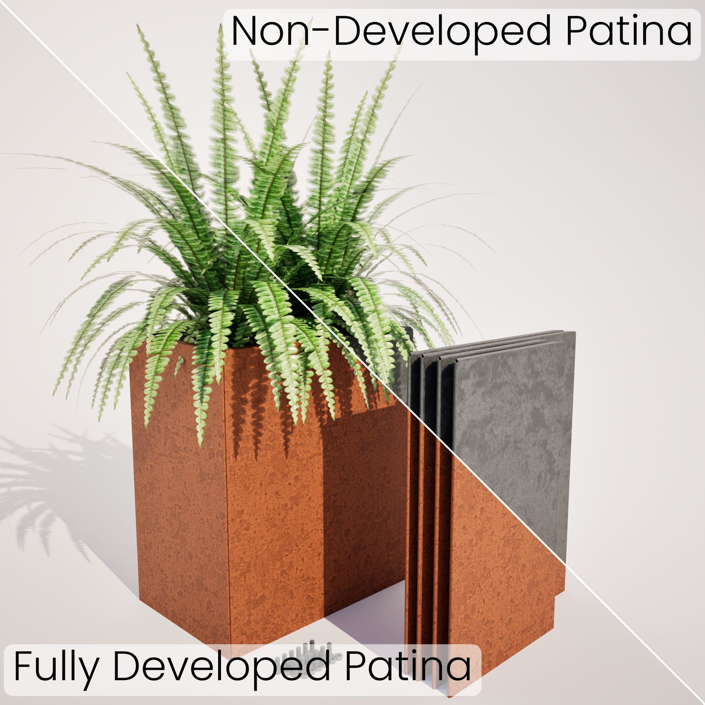 700 mm High Corten Steel Flatpack Trough Planter - Made in New Zealand