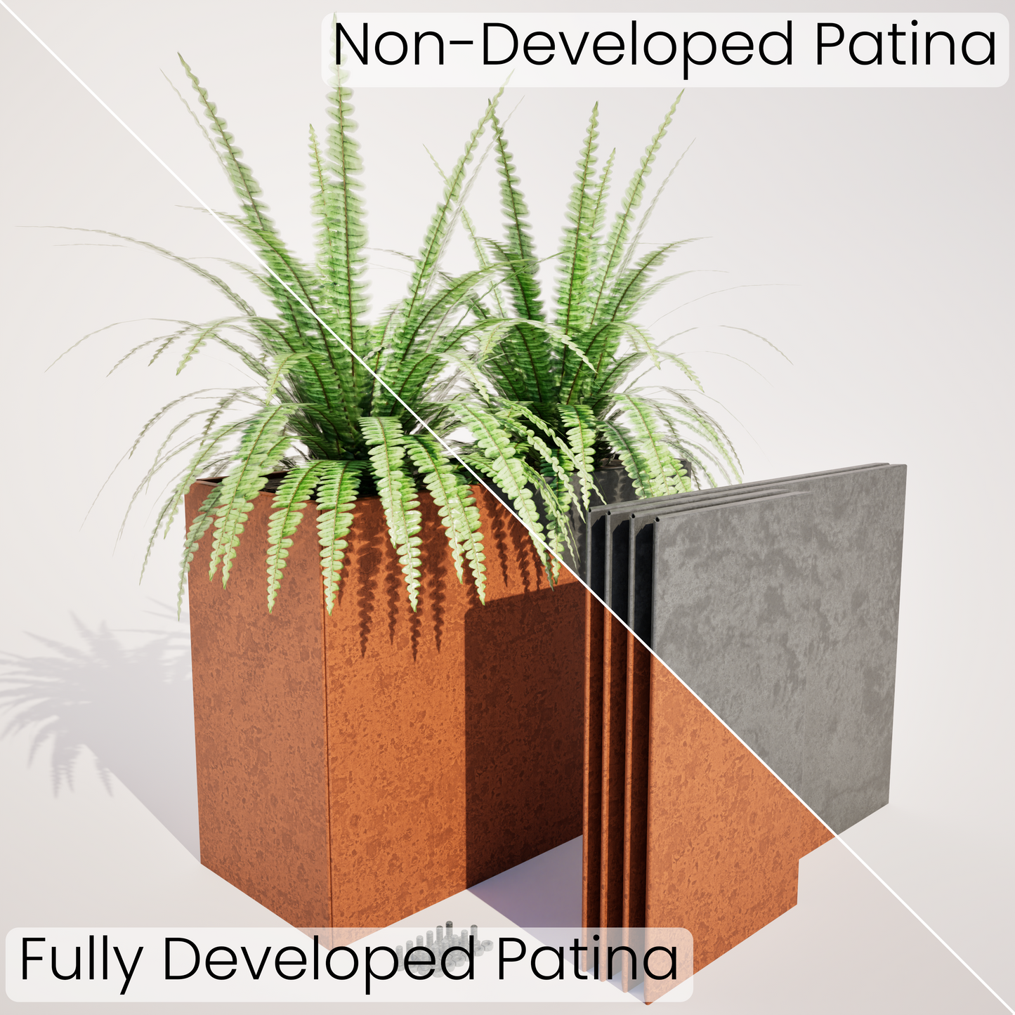 700 mm High Corten Steel Flatpack Trough Planter - Made in New Zealand