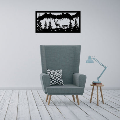 Corten Steel Laser Cut Wall Art - Alpine View