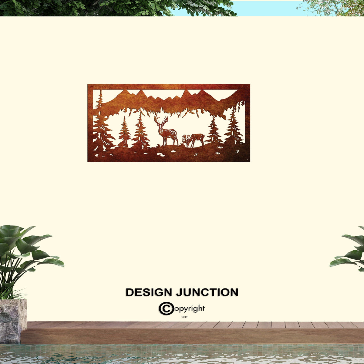 Corten Steel Laser Cut Wall Art - Alpine View