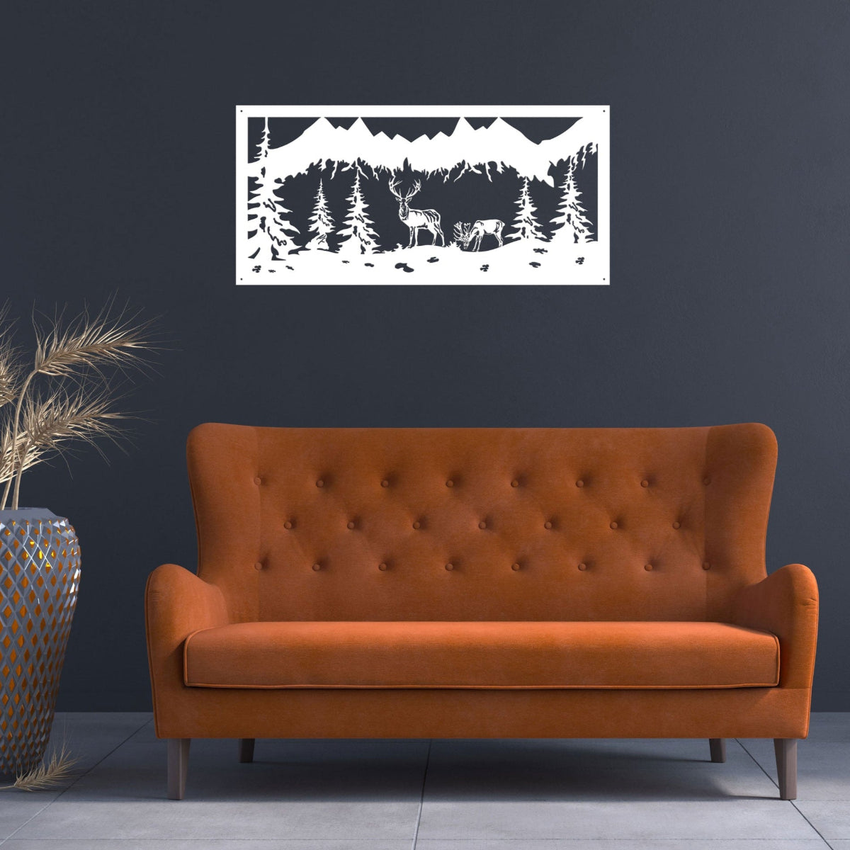 Corten Steel Laser Cut Wall Art - Alpine View