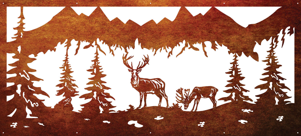 Corten Steel Laser Cut Wall Art - Alpine View