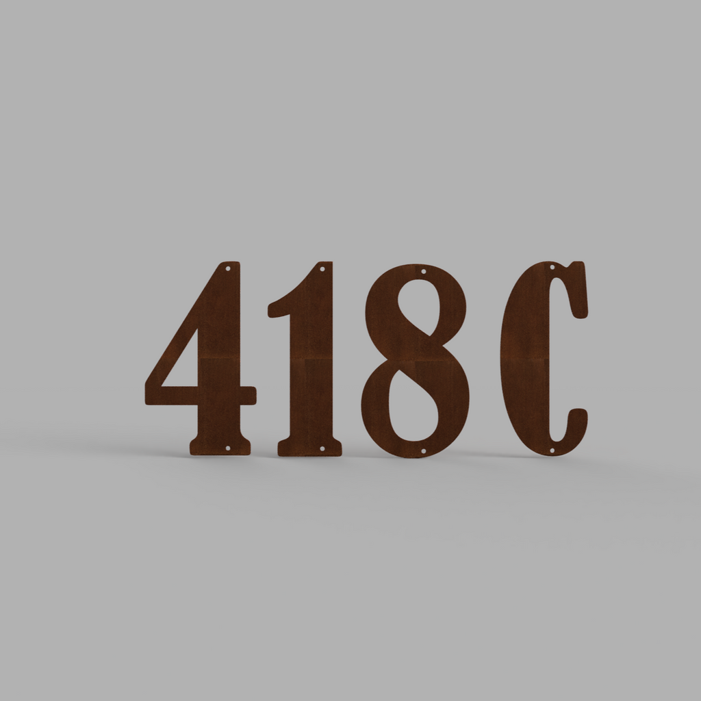 Corten Steel House Numbers Bernard Small (200mm)