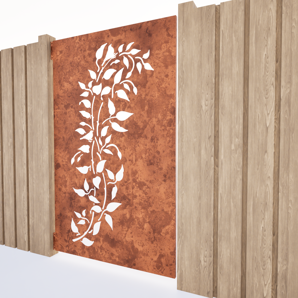 Pedestrian Gates  - Birds I Corten Steel & Powder Coated Aluminium
