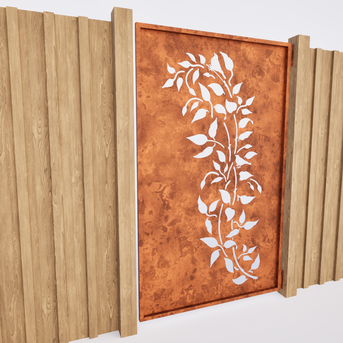 Pedestrian Gates  - Birds I Corten Steel & Powder Coated Aluminium