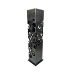 Corten Steel Garden Sculpture - CortenAura Bollard - Hibiscus and Koru