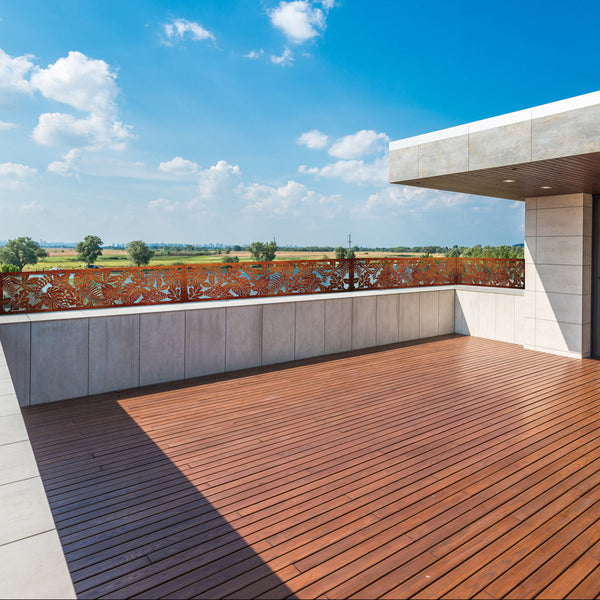 Corten Steel Fence Runner and Detailing Panel- Botanical