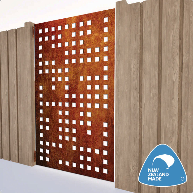Block Beat Garden Gate | Corten or Aluminium NZ – Design Junction NZ
