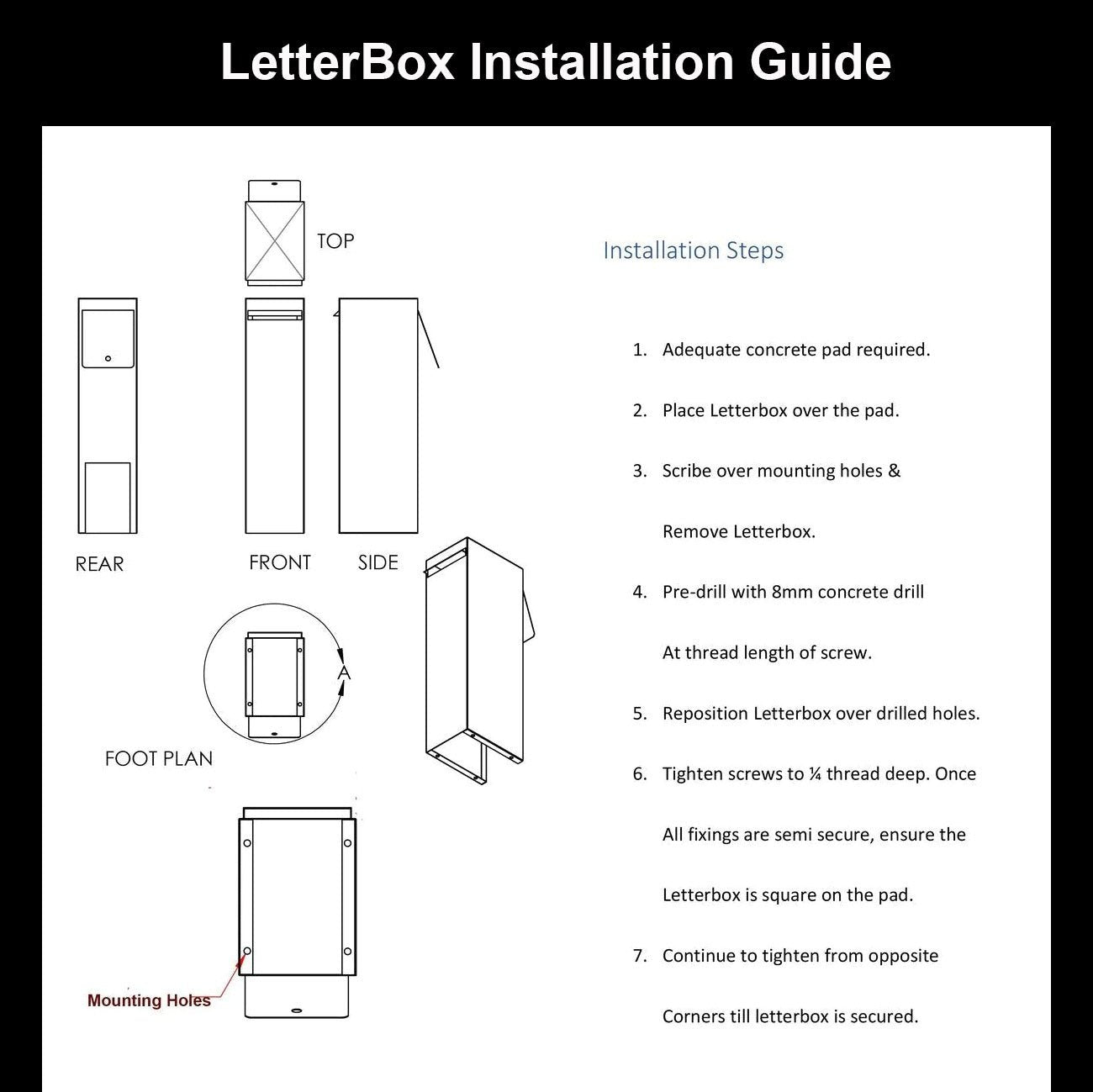 Ponga - Free Standing Letterbox - Medium Size