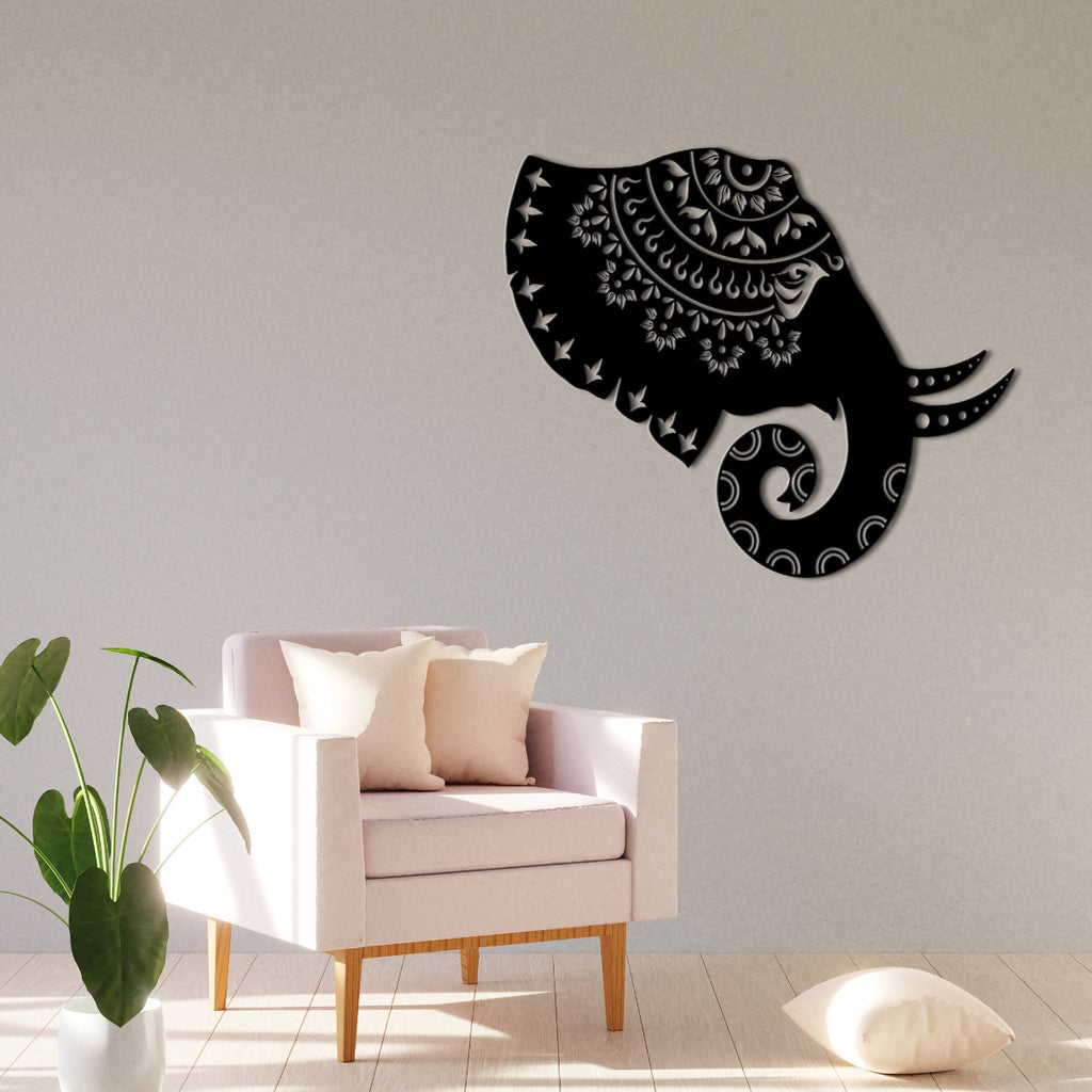 Elephant Mandala- Laser Cut Metal Animal Art & Wall Feature