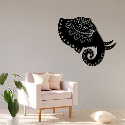 Corten Steel Elephant Mandala - Laser Cut Wall Feature