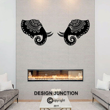 Corten Steel Elephant Mandala - Laser Cut Wall Feature