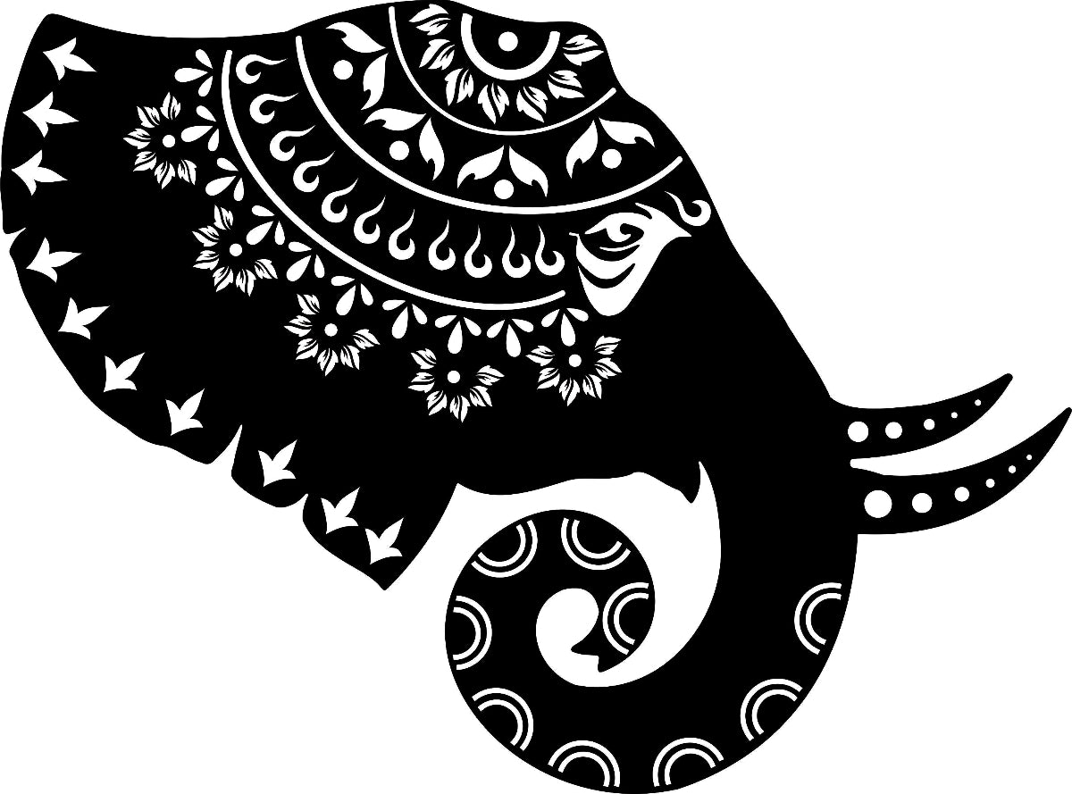 Corten Steel Elephant Mandala - Laser Cut Wall Feature