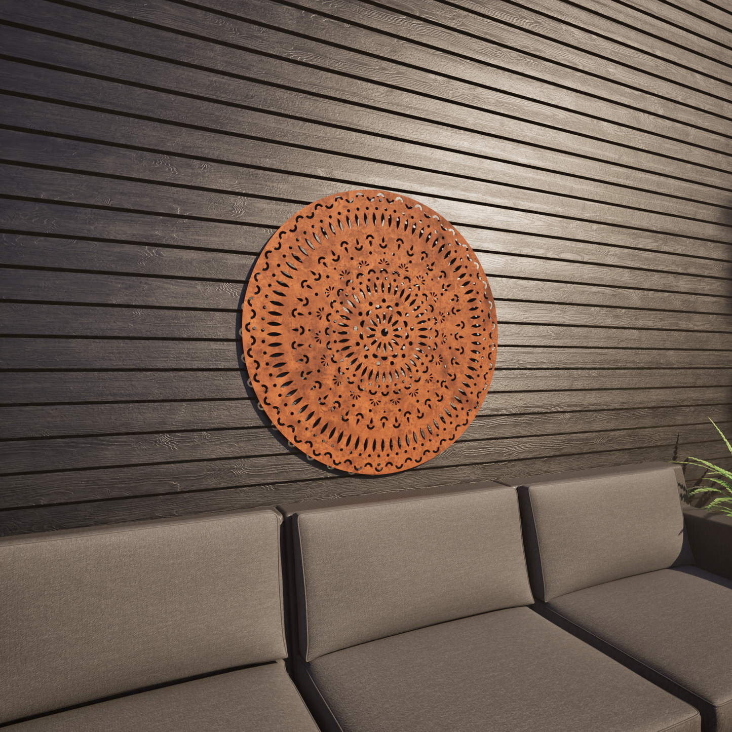 Corten Steel Laser Cut Wall Art - Mandala Tri-Vima