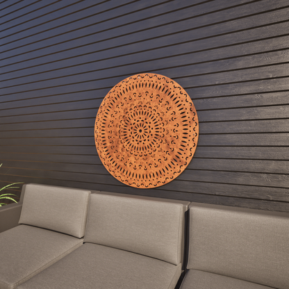 Corten Steel Laser Cut Wall Art - Mandala Tri-Vima