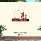 Corten Steel Laser Cut Wall Art - Gone Fishing