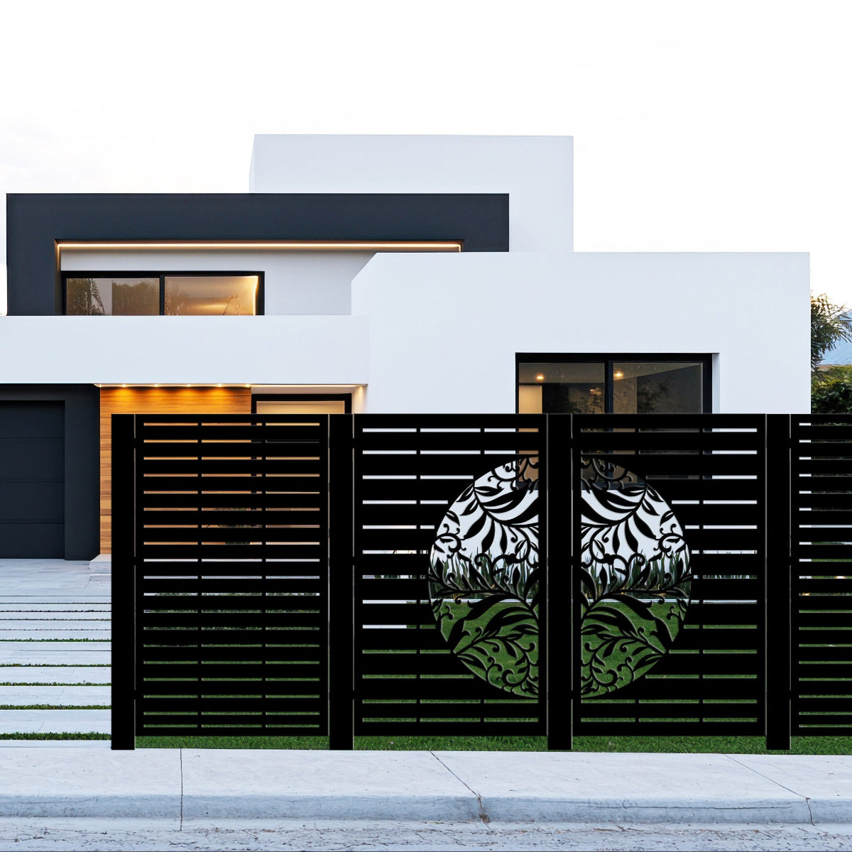 Combination Fence Panels  - Half Fern with Straight lines