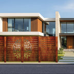 Decorative Laser Cut Fence Panel  - Half Hibiscus with Koru & Straight Lines