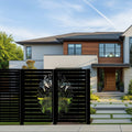 Decorative Laser Cut Fence Panel  - Half Leaf with Straight lines