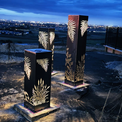 Corten Steel Garden Sculpture (Set of 3)- Harmony of the Wild Light Pillar